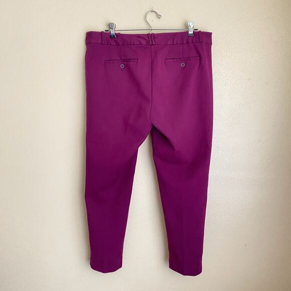 Liz Claiborne Emma Pants Size 14 Purple Plum Color Ankle Flat Front Belt Loops - Picture 2 of 7